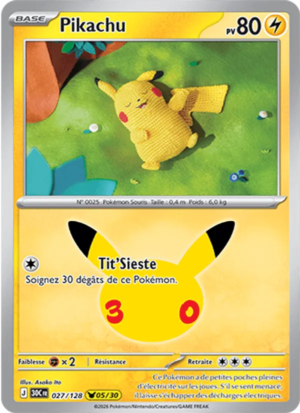 Pikachu [Nap] – 30th Celebration (027) – Near Mint – FR