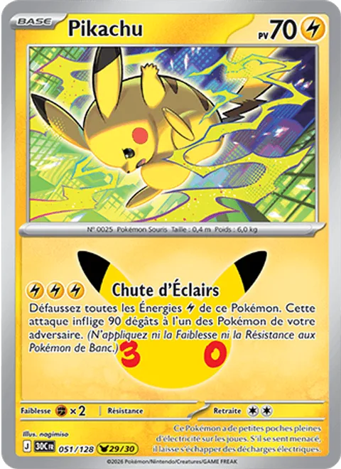 Pikachu [Lightning Crash] – 30th Celebration (051) – Near Mint – FR