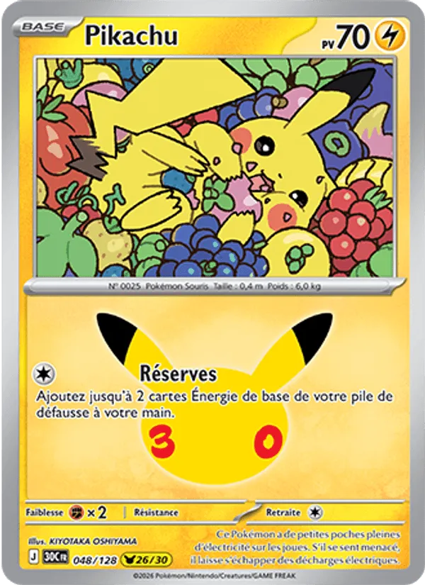 Pikachu [Store Up] – 30th Celebration (048) – Near Mint – FR