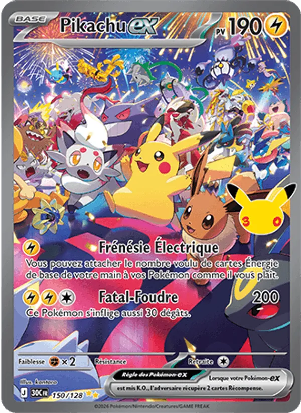 Pikachu ex [Zip-Zap Frenzy | Thunder] – 30th Celebration (150) – Near Mint – FR