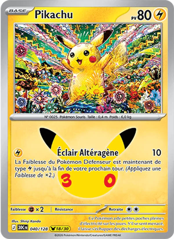 Pikachu [Overwriting Bolt] – 30th Celebration (040) – Near Mint – FR