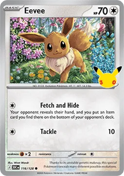Évoli [Fetch and Hide | Tackle] – 30th Celebration (116) – Near Mint – FR