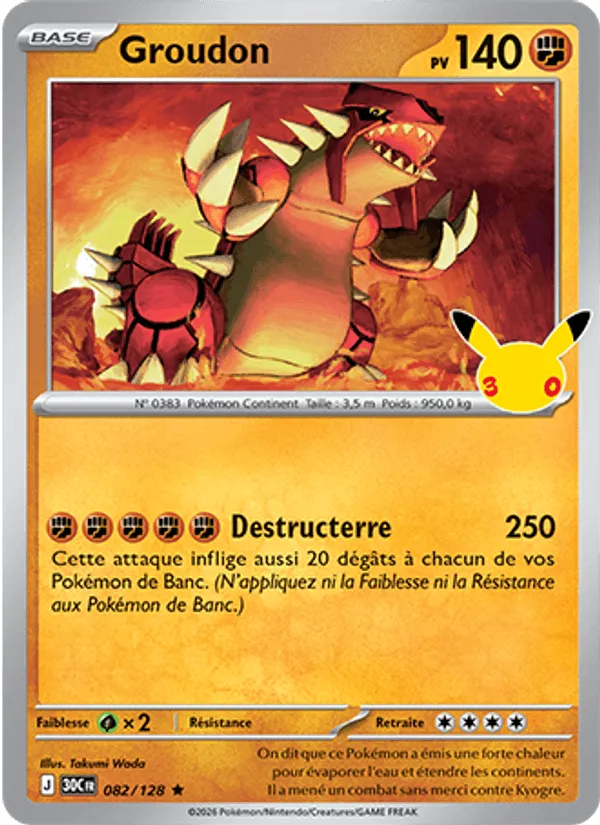 Groudon [Break Ground] – 30th Celebration (082) – Near Mint – FR